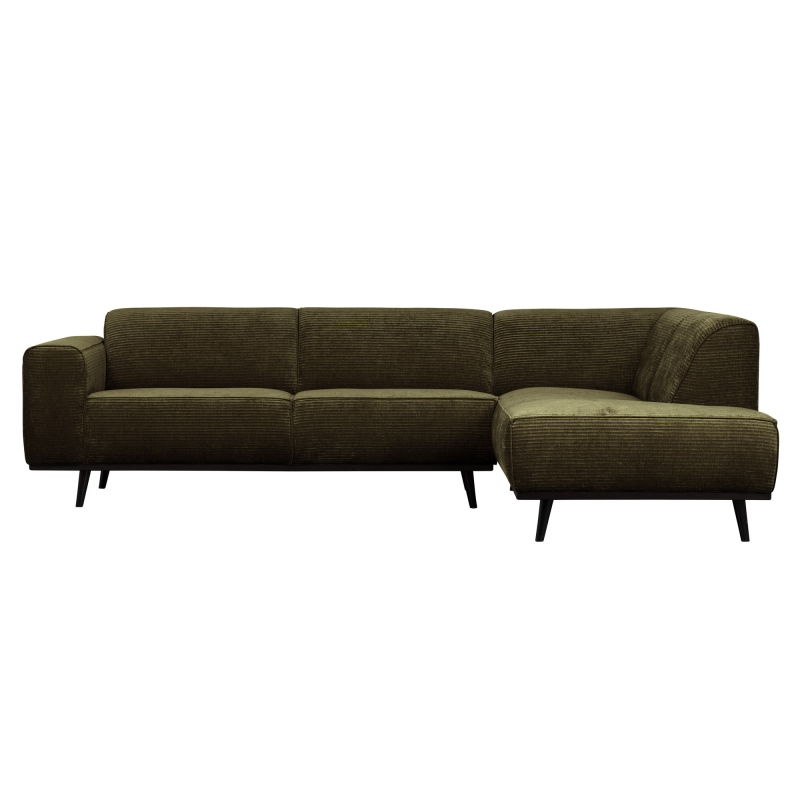 Statement Hjørnesofa Højrevendt Flat Rib Warm Green
