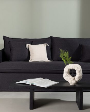 Stella Sofa Personers Med Stof Sort Hør Polyester