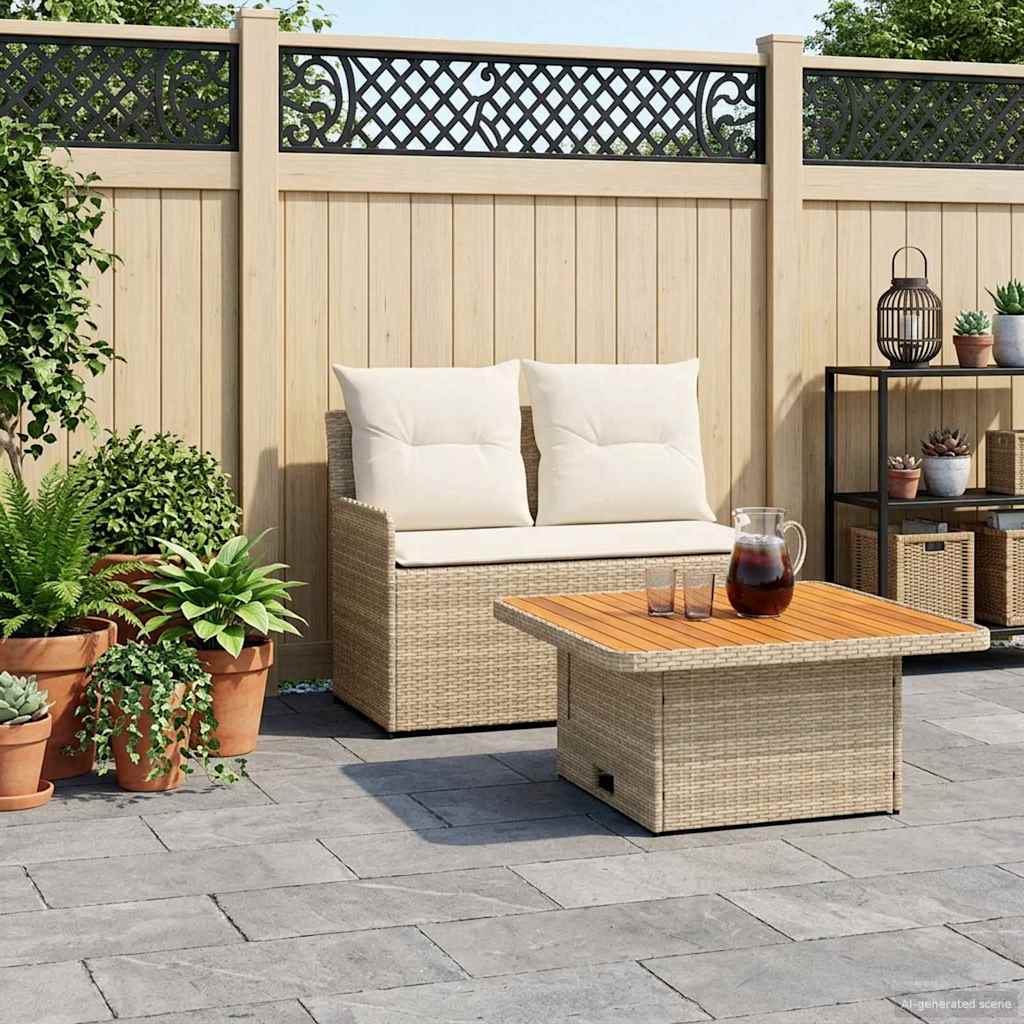 Stk Havearmstøtte Sofa Med Løftbart Bord Rattan