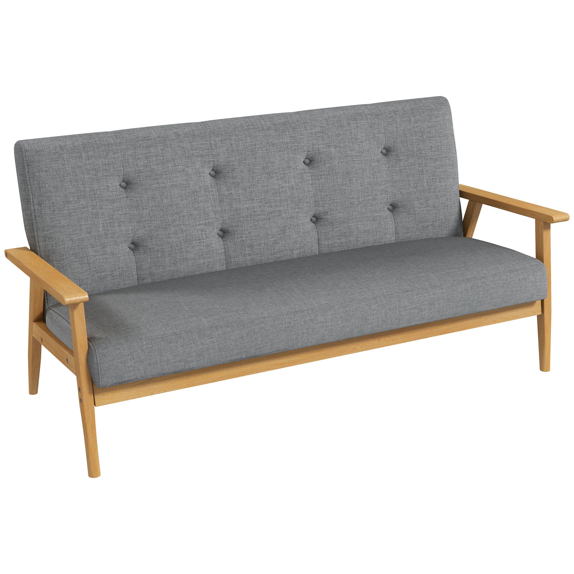 Tre Personers Polstret Sofa Gummitræ 154 Grå