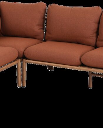 Udendørs Hjørnesofa Loungesæt Woood Collection Naturlig Med Terrafarvet Polstring 268x206