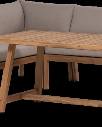 Udendørs Hjørnesofa Woood Collection Fsc Certificeret Akacietræ Natur Polstret Loungesofa H72 B151 D81