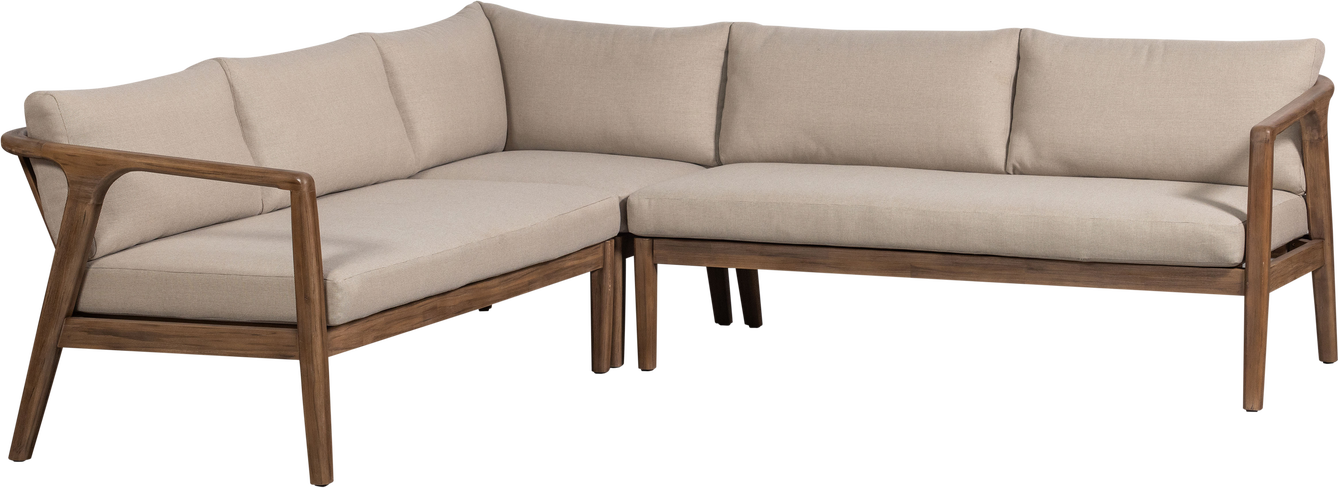 Udendørs Hjørnesofa Woood Collection Loungesæt Akacietræ 227x227 Sand Hynder Fsc