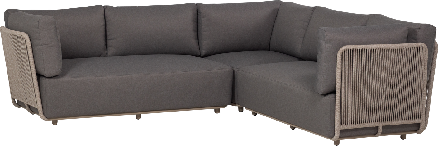 Udendørs Hjørnesofa Woood Collection Loungesæt Brun 269x269 Metalstel Med Polyesterreb Olefin Hynder Fugtbestandig