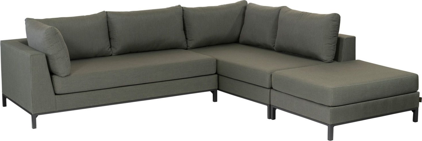 Udendørs Hjørnesofa Woood Sicili Dele Loungesæt Grøn Aluminiumsramme Nova Outdoor Stof Resistent 246x262 Højrevendt
