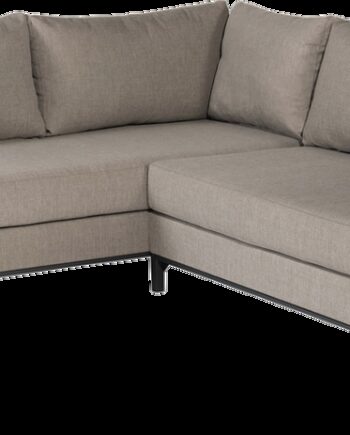 Udendørs Hjørnesofa Woood Sicili Taupe Aluminium Ramme Vandtæt Tekstil 262x246 Plads Til Pers Højrevendt