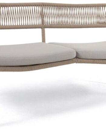 Udendørs Personers Sofa Kave Home Cailin Beige Galvaniseret Stål Med Håndvævet Reb Vandafvisende Puder