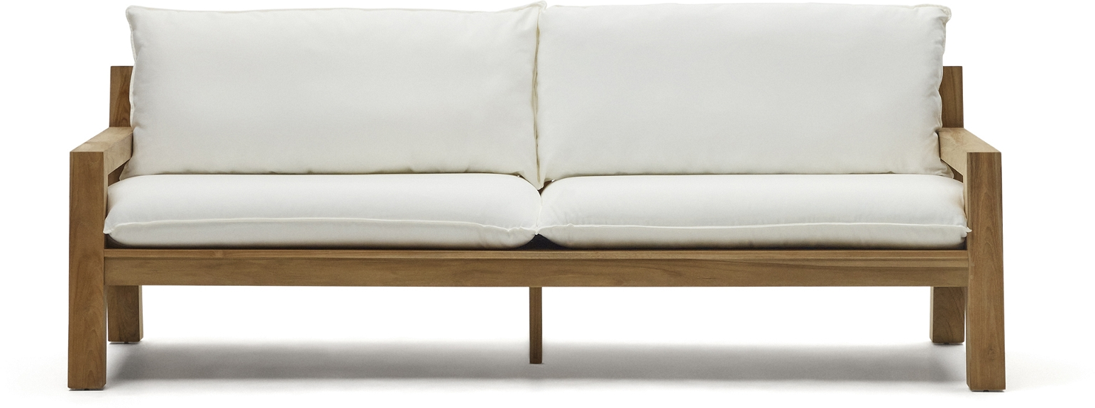 Udendørs Personers Sofa Kave Home Forcanera Massivt Teak Med Hvid Hynde