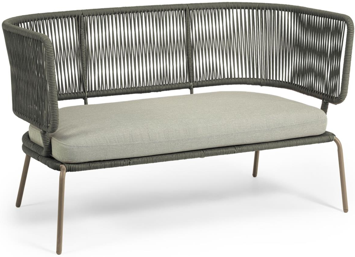 Udendørs Personers Sofa Kave Home Nadin Stål Håndflettet Reb Grøn L135 B65 H80