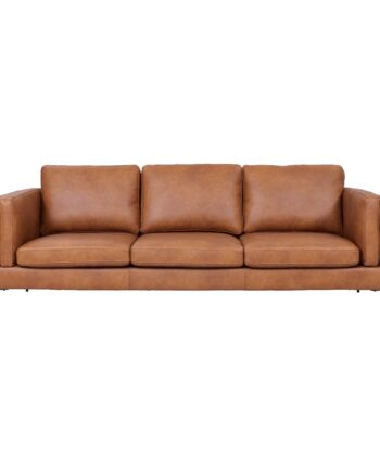 Valencia Pers Sofa Lysebrun Semianilin Læder Sort Metal