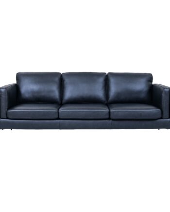 Valencia Pers Sofa Sort Semianilin Læder Sort Metal