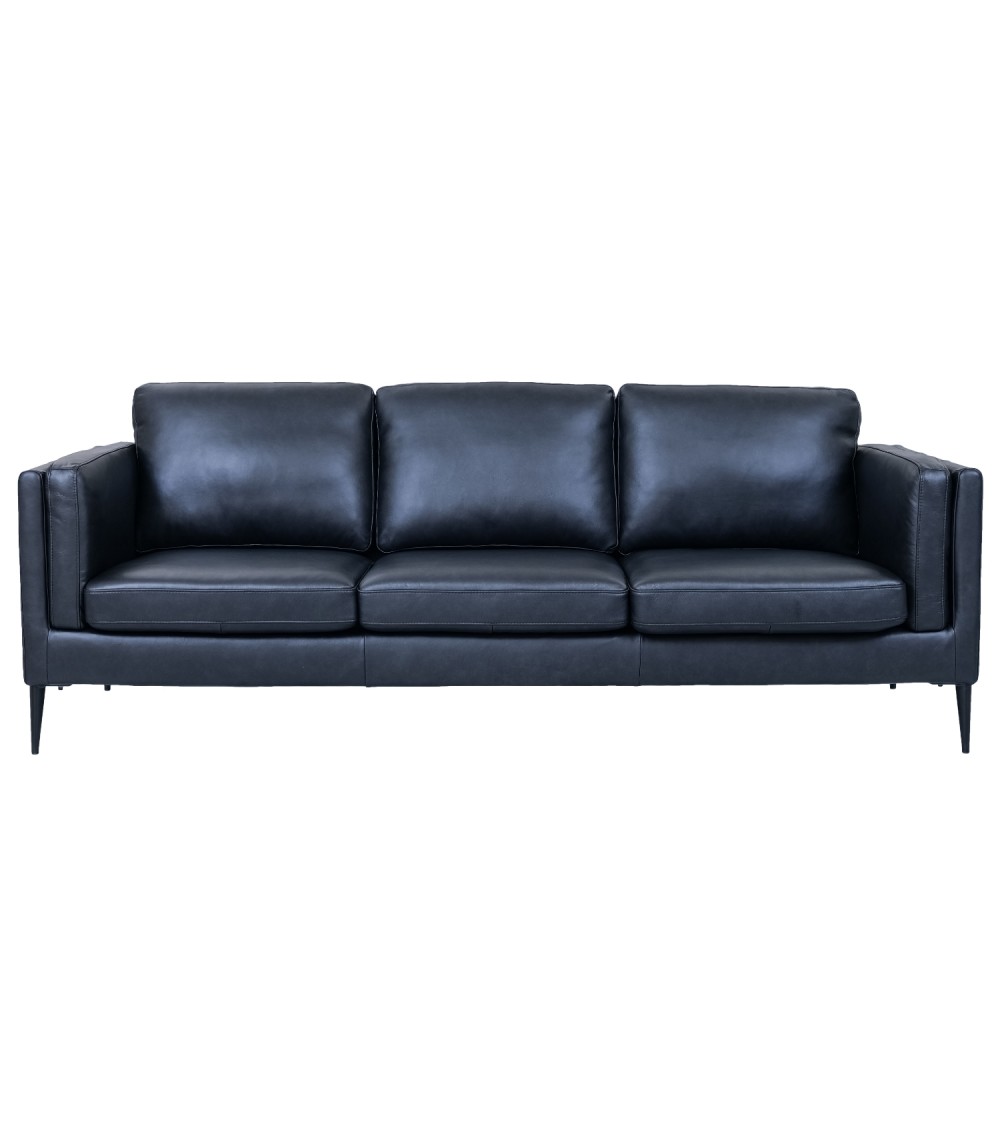 Valencia Pers Sofa Sort Semianilin Læder Sort Metal