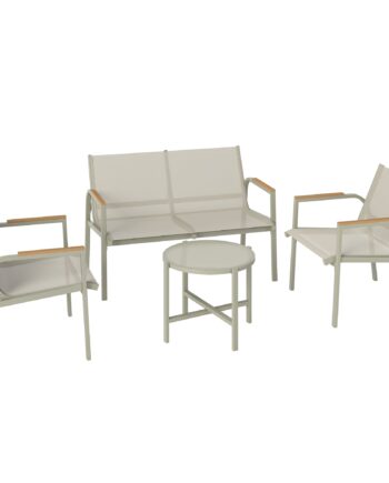 Vejrbestandigt Havemøbelsæt Metal Siddegruppe Til Personer Havelounge Med Personers Sofa Lænestole Sidebord Grøn