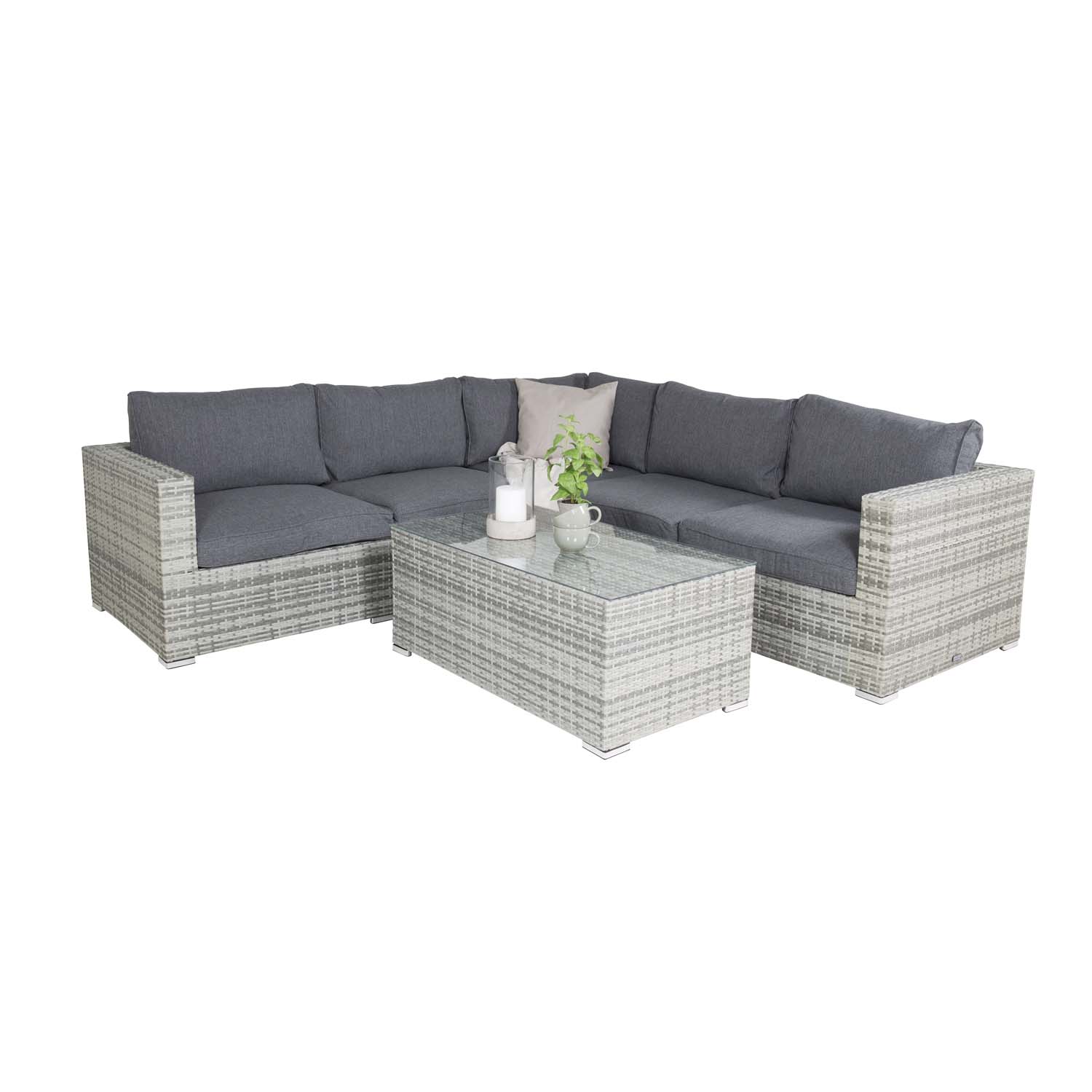 Venture Design Amazon Modul Sofa Havesæt Grå Hynder Grå Rattan Aluminium