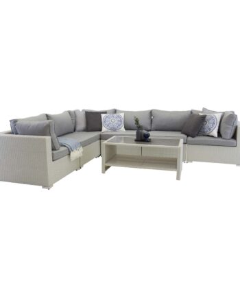 Venture Design Amazon Modul Sofa Havesæt   Grå Hynder Hvid Rattan Aluminium