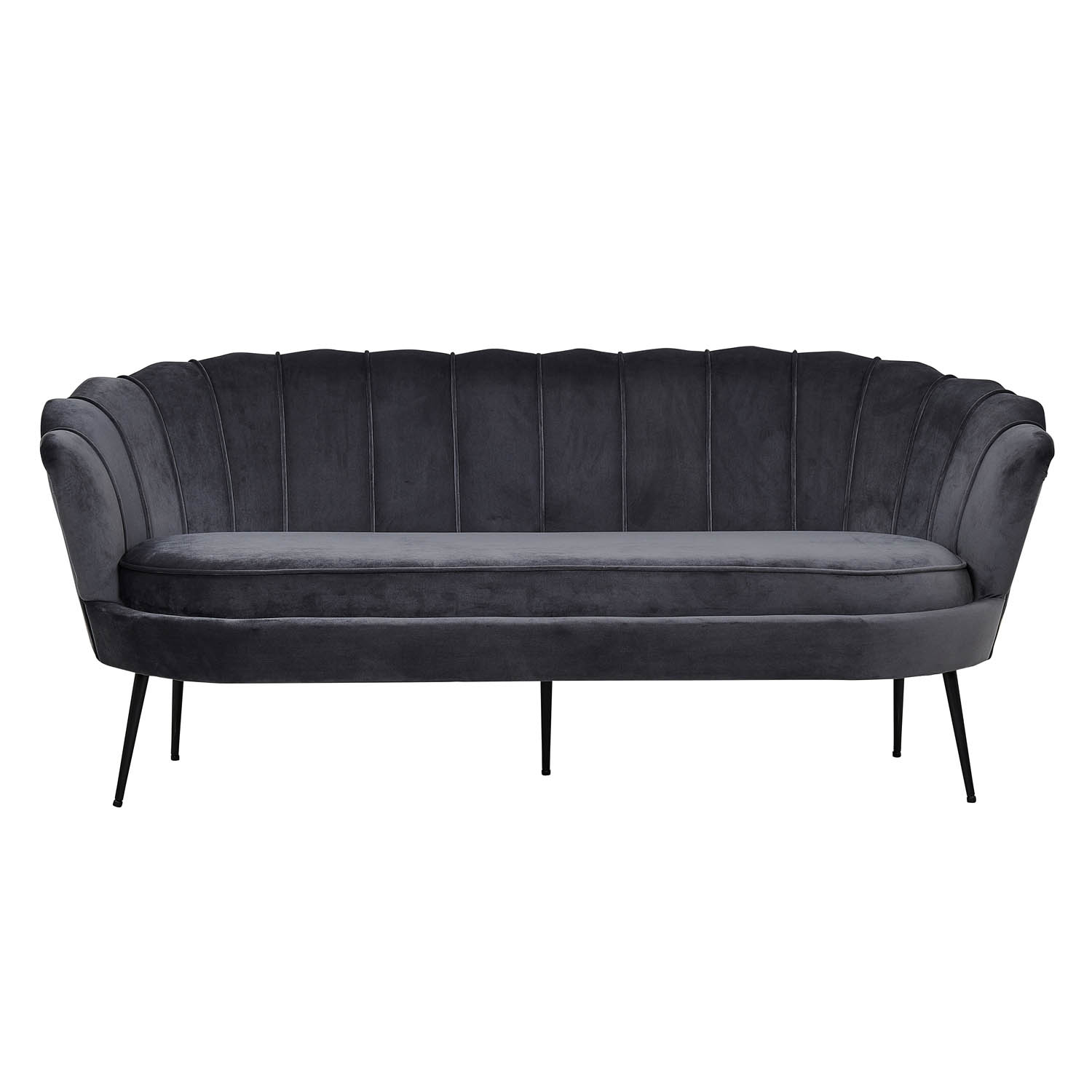 Venture Design Calais Personers Sofa Mørkegrå Velour Sort Metal