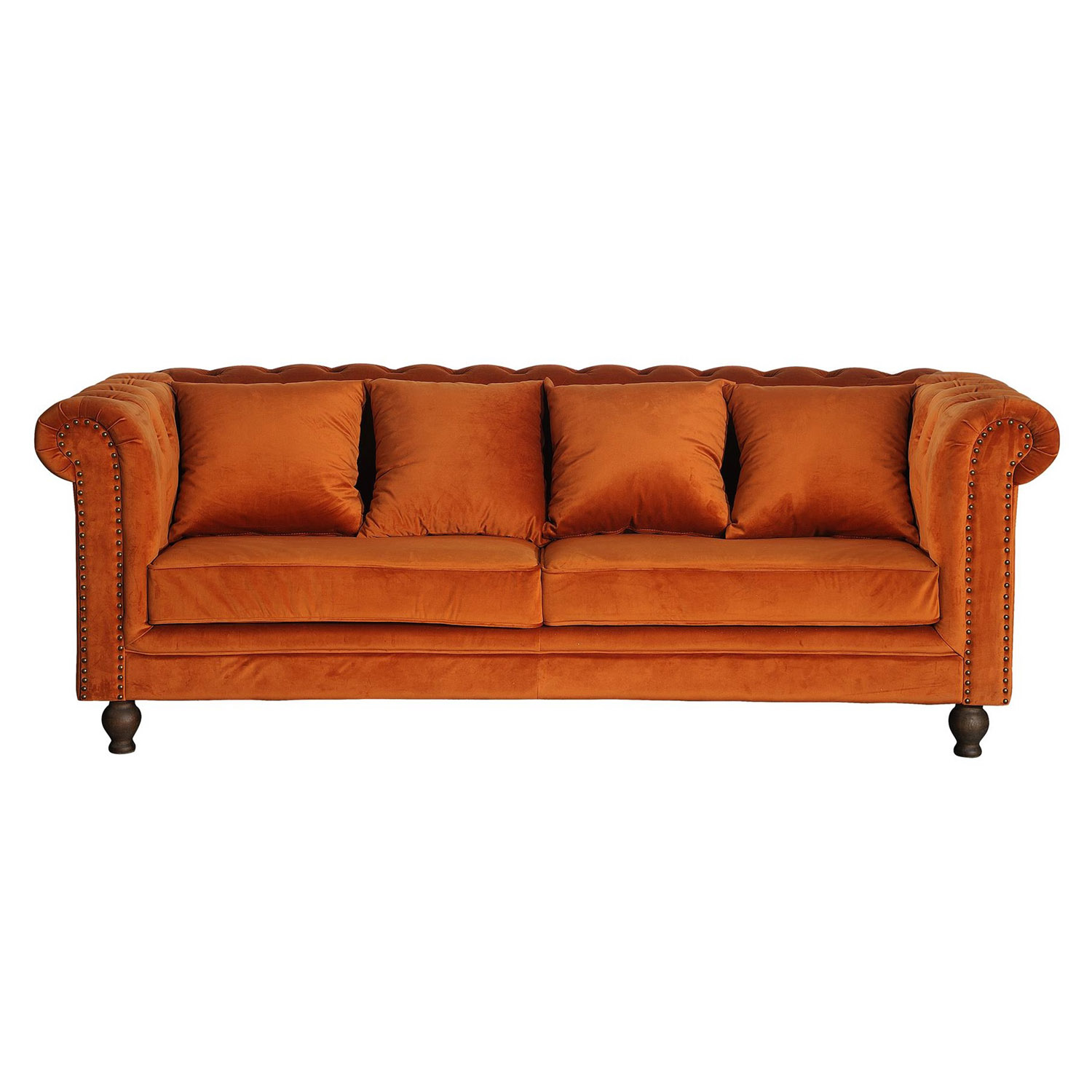 Venture Design Velvet Pers Sofa Orange Velour Træ