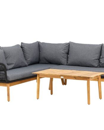 Venture Home Chania Hjørnesofa Sort Akacie Træ 210x160cm
