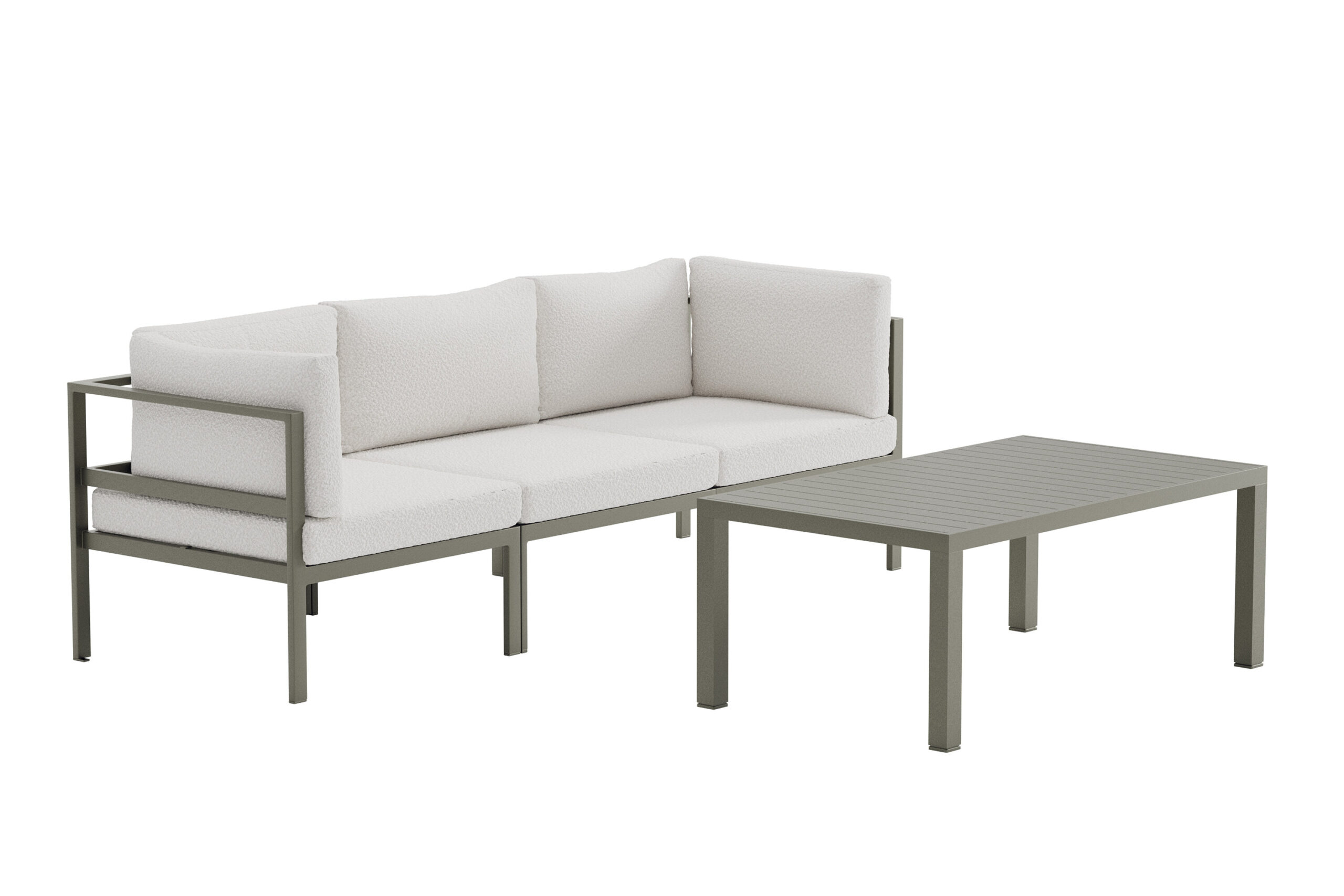 Venture Home Copacabana Havesofasæt Bord Sofa Hvid Boucl Hynder Brun Aluminium