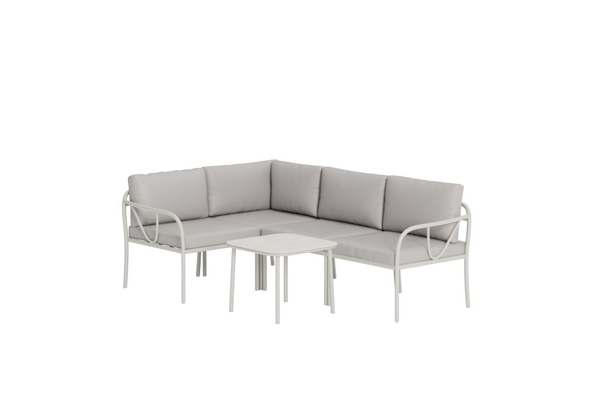 Venture Home Hydra Udendørs Hjørnesofasæt Bord Sofa Beige Hynder Grå Stål