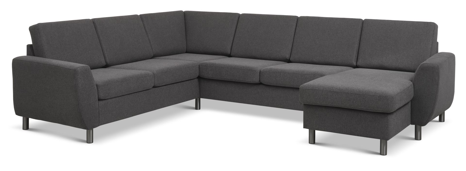 Wendy Set 2c3d Sofa Chaiselong Antracitgrå Polyester Stof Børstet Aluminium
