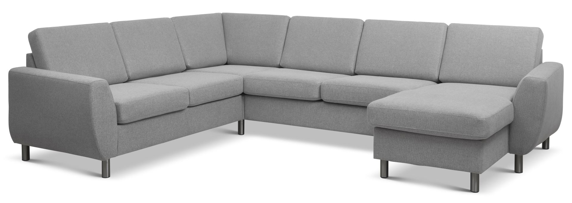 Wendy Set 2c3d Sofa Chaiselong Grå Polyester Stof Børstet Aluminium