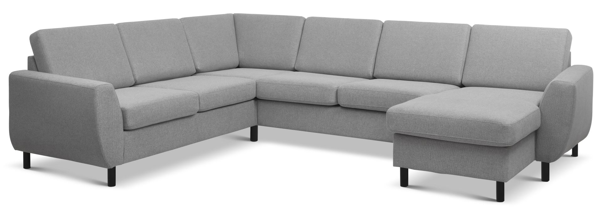 Wendy Set 2c3d Sofa Chaiselong Grå Polyester Stof Sort Træ