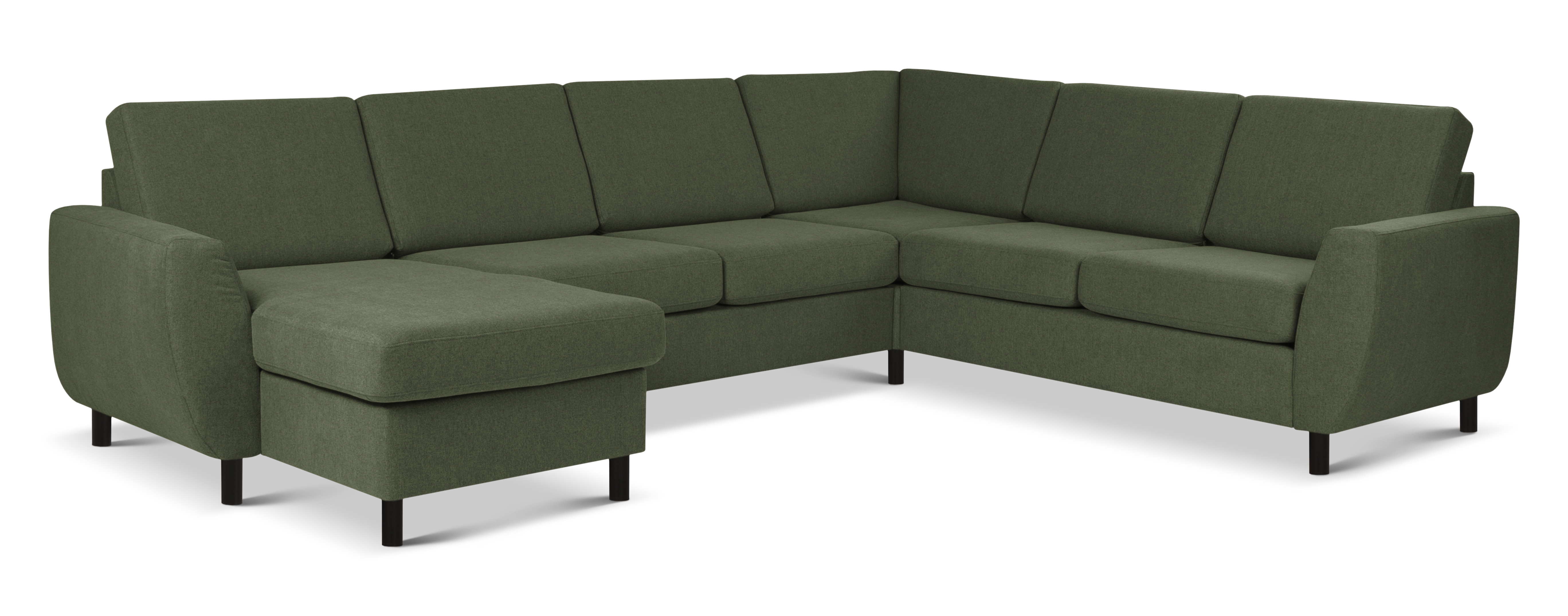 Wendy Set 2c3d Sofa Chaiselong Vinter Mosgrøn Polyester Stof Sort Træ