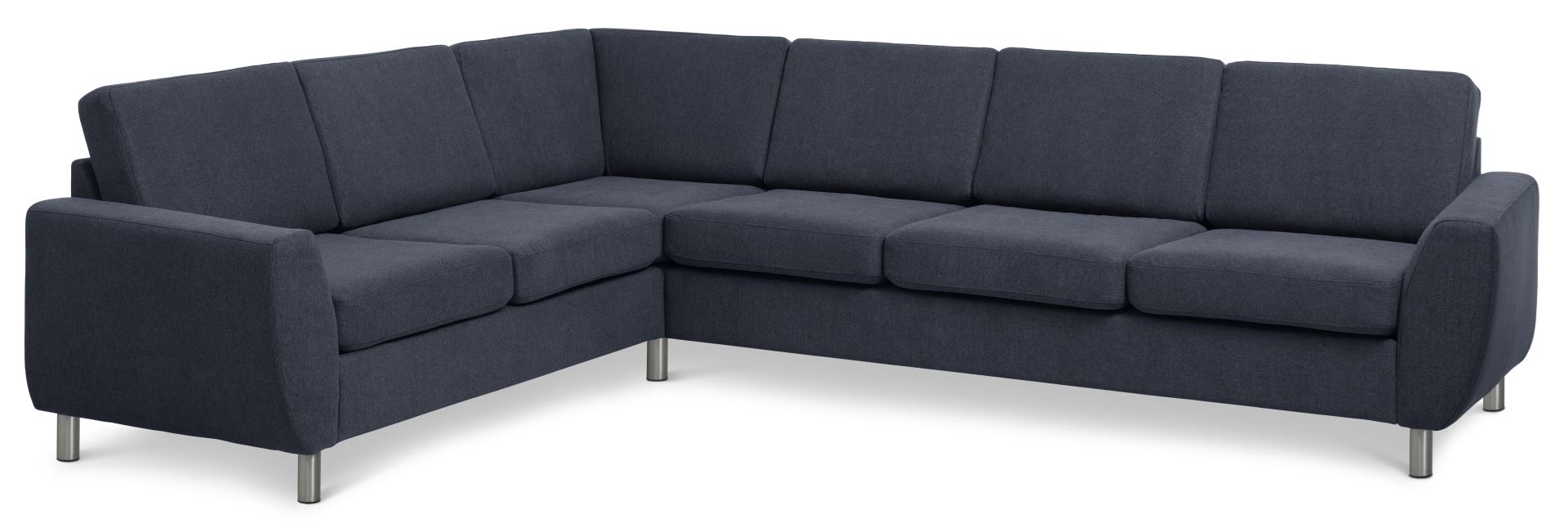 Wendy Set Corner Hjørnesofa Blå Polyester Stof Børstet Aluminium