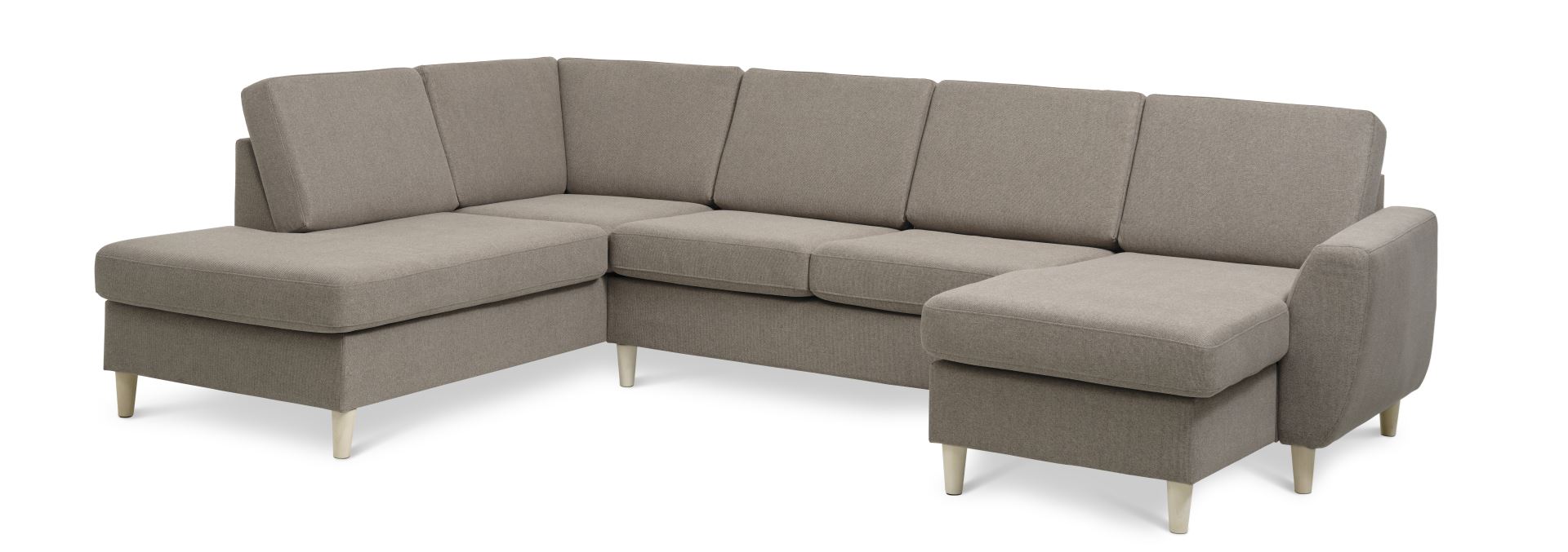 Wendy Set Left Sofa Chaiselong Antelope Beige Polyester Stof Natur Træ