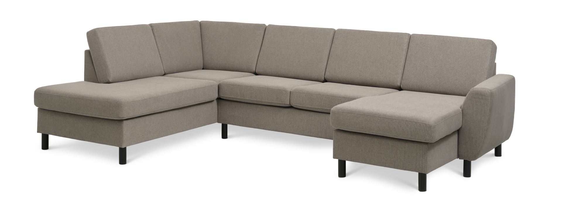 Wendy Set Left Sofa Chaiselong Antelope Beige Polyester Stof Sort Træ