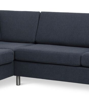 Wendy Set Left Sofa Chaiselong Blå Polyester Stof Børstet Aluminium