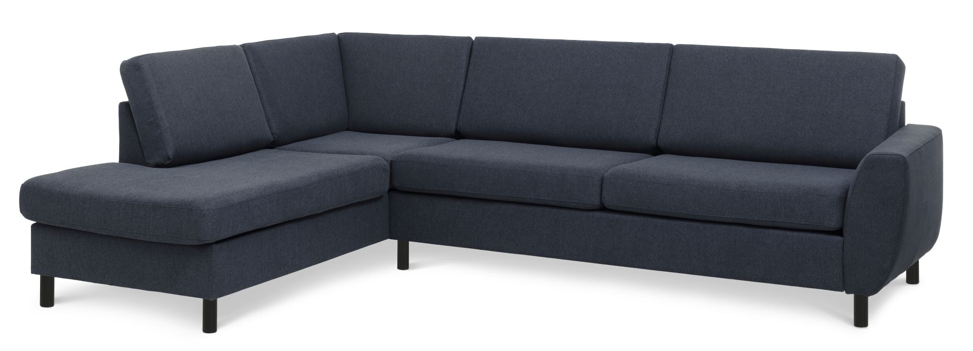 Wendy Set Left Sofa Chaiselong Blå Polyester Stof Sort Træ
