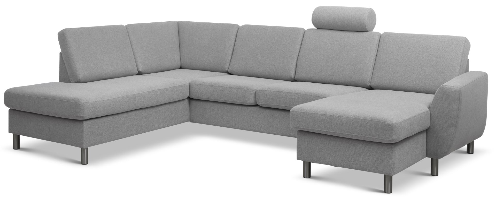 Wendy Set Left Sofa Chaiselong Grå Polyester Stof Børstet Aluminium