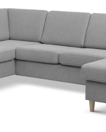Wendy Set Left Sofa Chaiselong Grå Polyester Stof Natur Træ