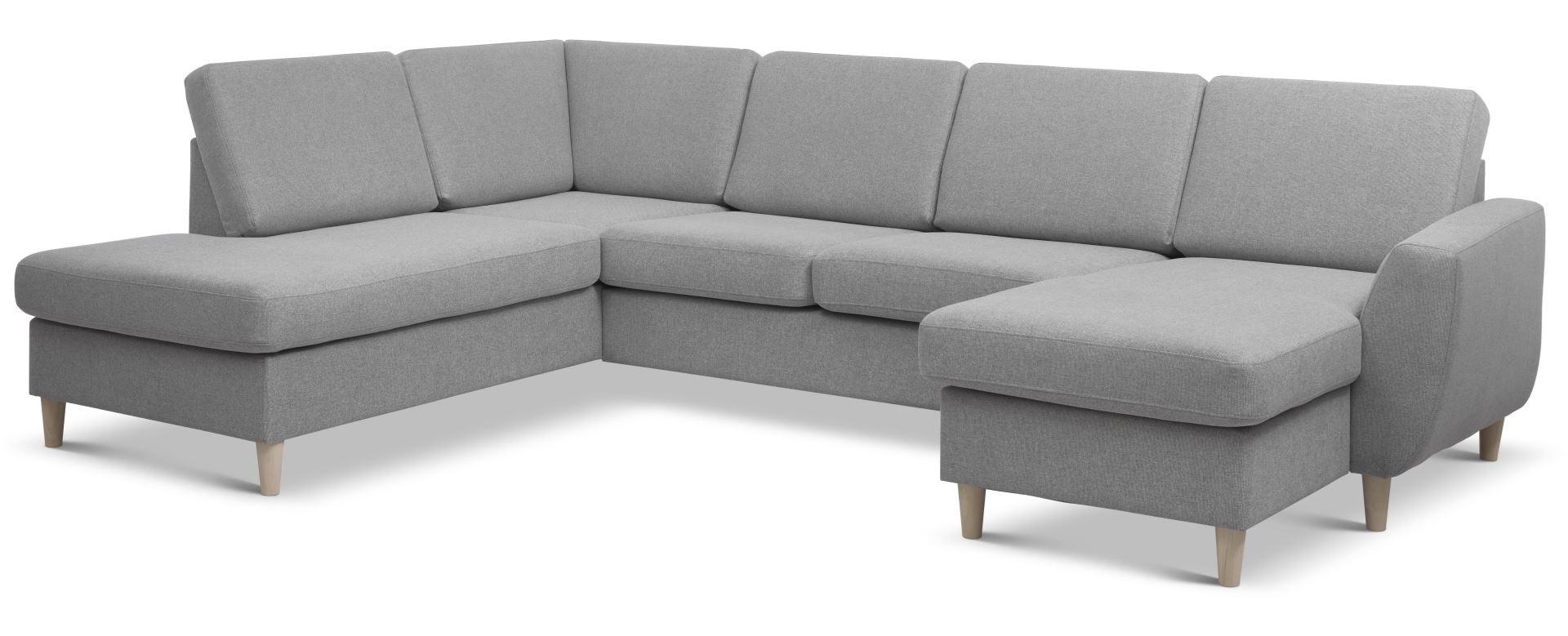 Wendy Set Left Sofa Chaiselong Grå Polyester Stof Natur Træ