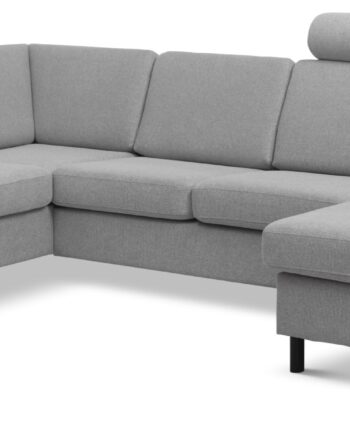 Wendy Set Left Sofa Chaiselong Grå Polyester Stof Sort Træ