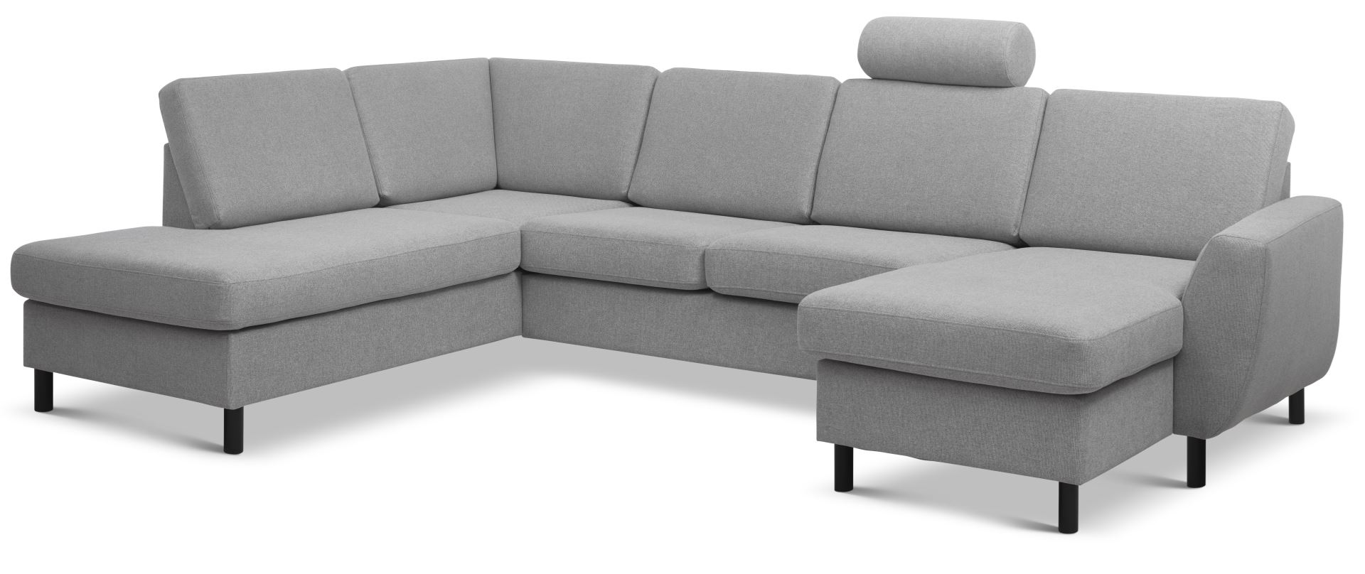 Wendy Set Left Sofa Chaiselong Grå Polyester Stof Sort Træ