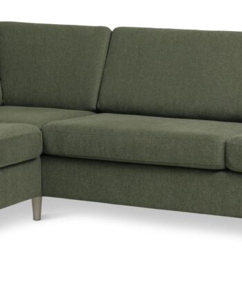 Wendy Set Left Sofa Chaiselong Vinter Mosgrøn Polyester Stof Natur Træ