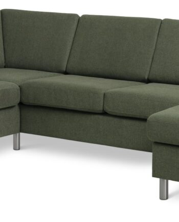 Wendy Set Left Sofa Chaiselong Vinter Mosgrønt Polyester Stof Børstet Aluminium