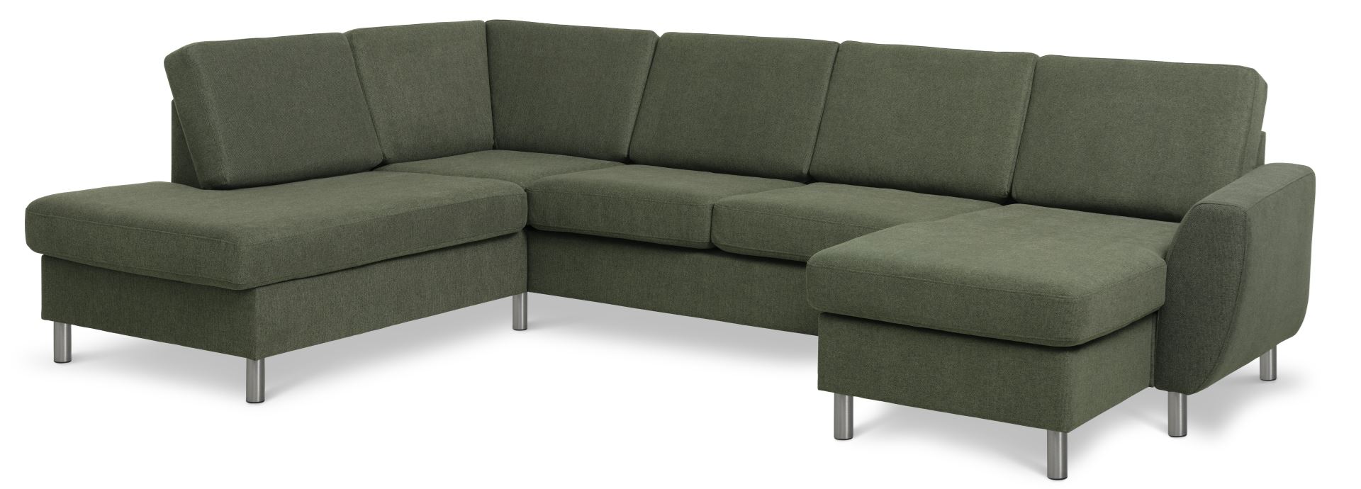 Wendy Set Left Sofa Chaiselong Vinter Mosgrønt Polyester Stof Børstet Aluminium