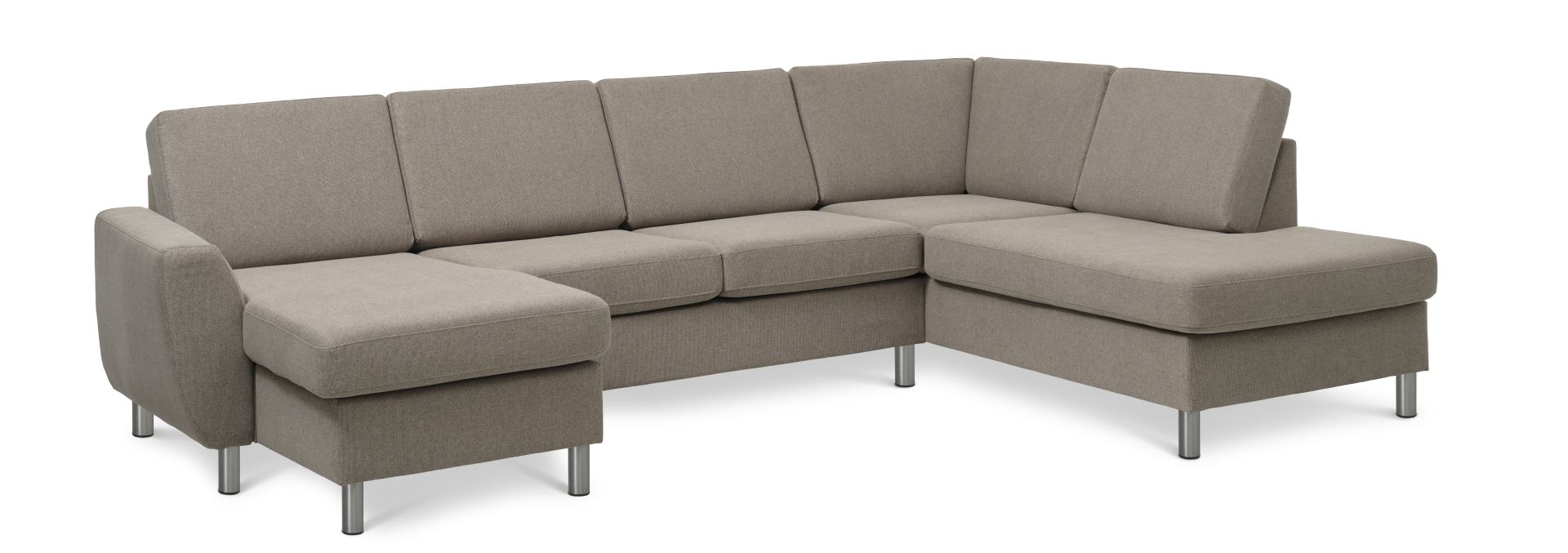 Wendy Set Right Sofa Chaiselong Antelope Beige Polyester Stof Børstet Aluminium