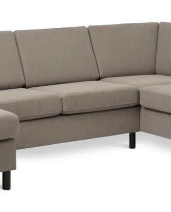 Wendy Set Right Sofa Chaiselong Antelope Beige Polyester Stof Sort Træ