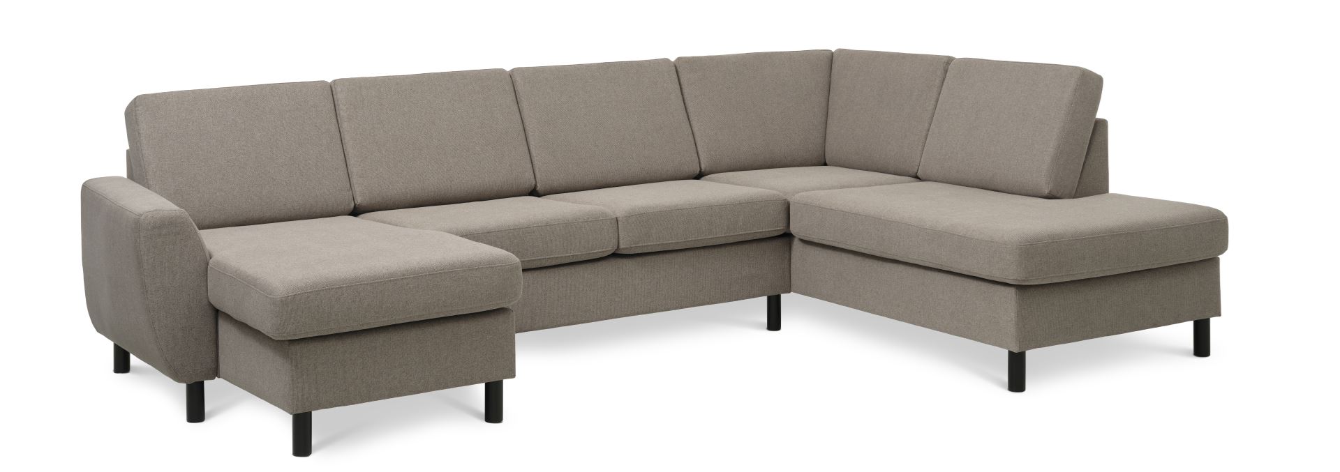Wendy Set Right Sofa Chaiselong Antelope Beige Polyester Stof Sort Træ