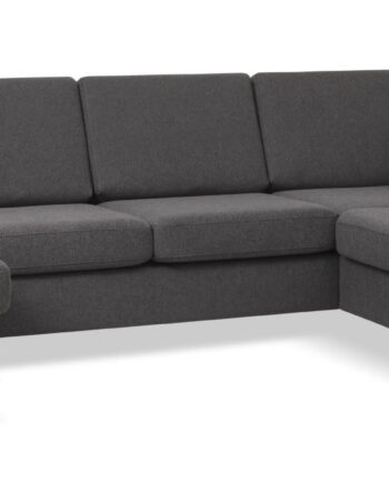 Wendy Set Right Sofa Chaiselong Antracitgrå Polyester Stof Natur Træ