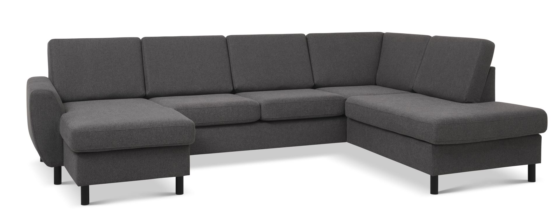 Wendy Set Right Sofa Chaiselong Antracitgrå Polyester Stof Sort Træ