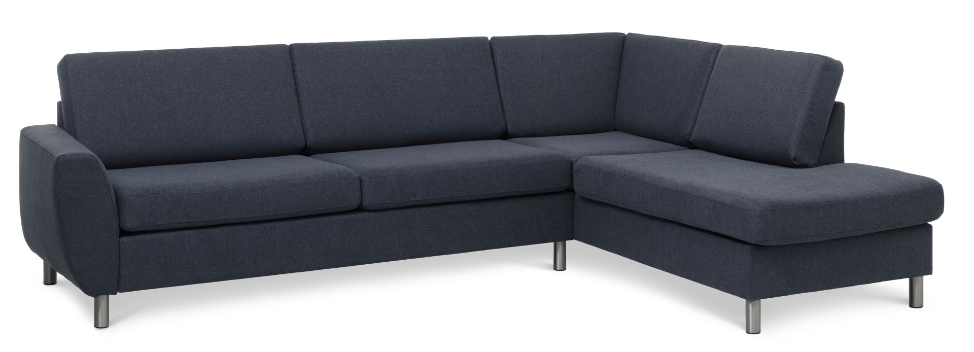 Wendy Set Right Sofa Chaiselong Blå Polyester Stof Børstet Aluminium