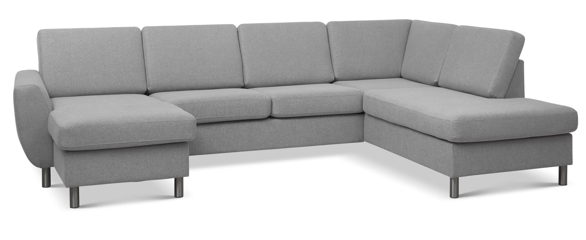 Wendy Set Right Sofa Chaiselong Grå Polyester Stof Børstet Aluminium
