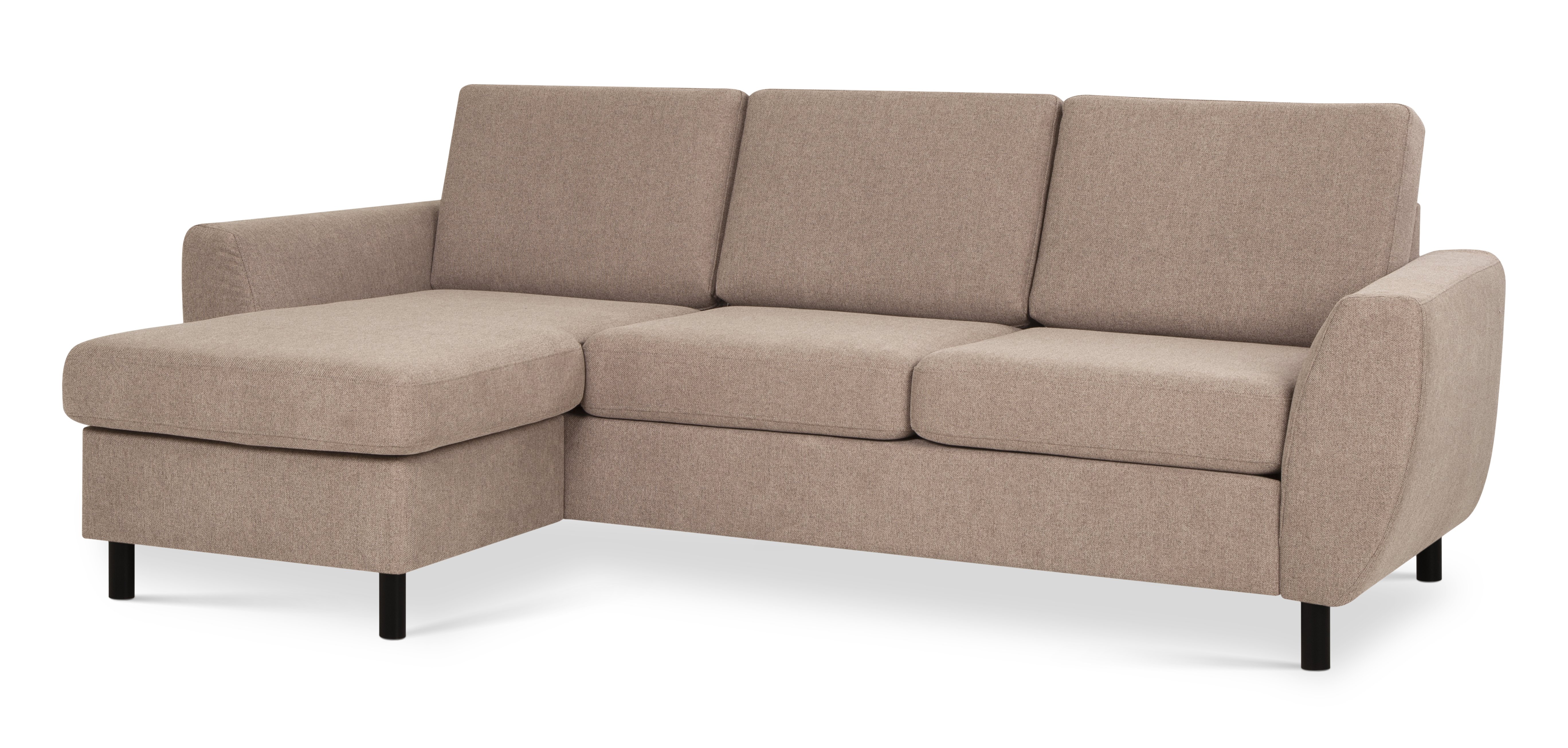 Wendy Set Sofa Chaiselong Antelope Beige Polyester Stof Sort Træ