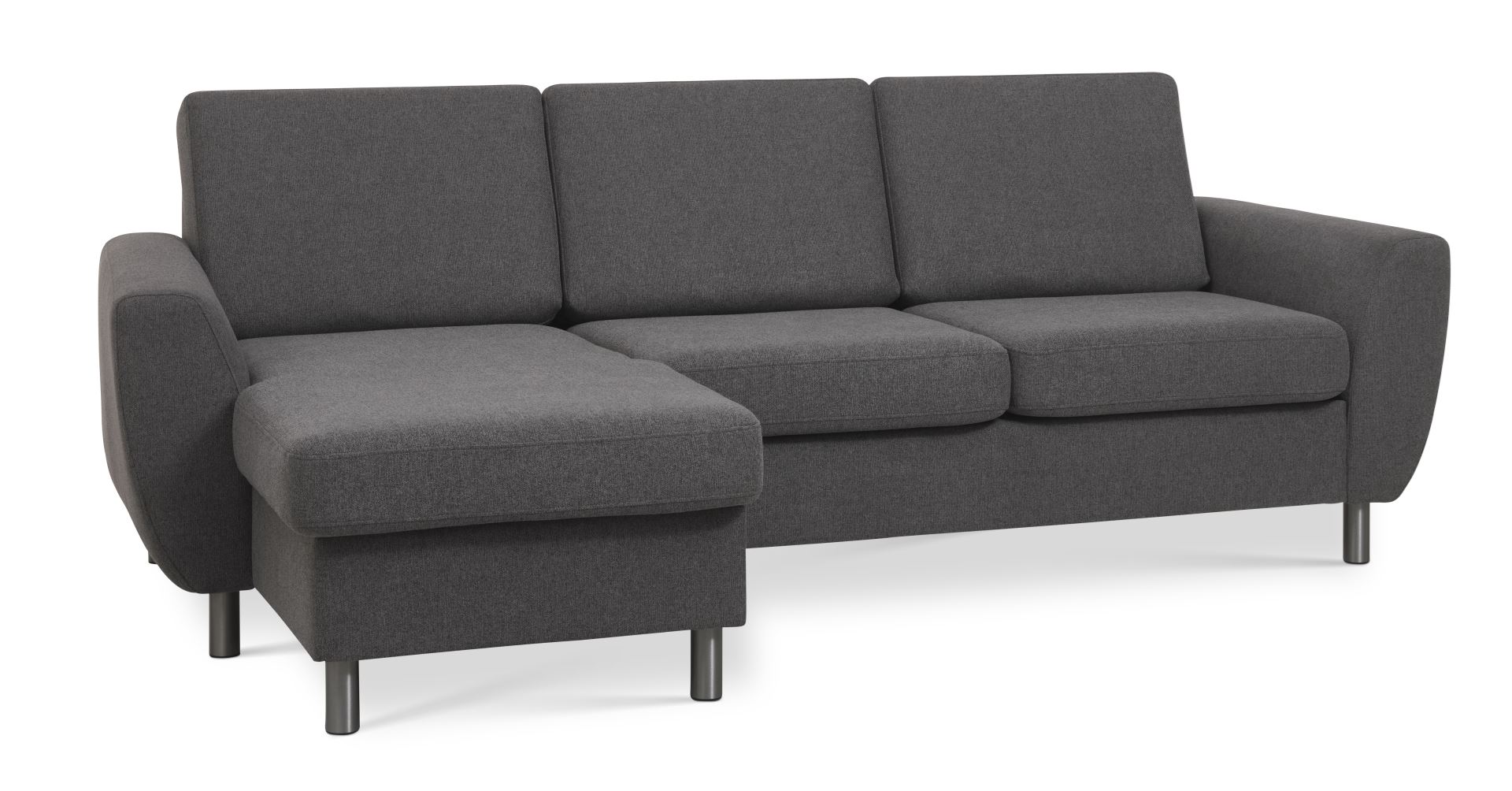 Wendy Set Sofa Chaiselong Antracitgrå Polyester Stof Børstet Aluminium